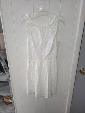 Lilly Pulitzer Vintage White Eyelet Dress Pearl Detail Y2k Guc Sz 6 Fully Lined